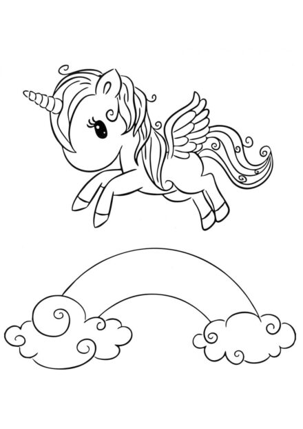 Coloriage : Licorne avec des Ailes