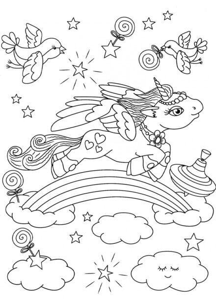 Coloriage : Licorne Volante