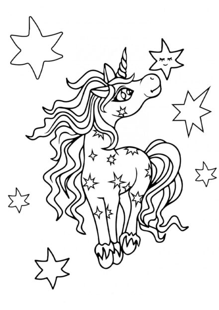 Coloriage : Petite Licorne Étoile