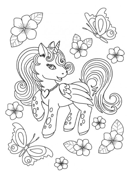 Coloriage : Licorne Trottinant