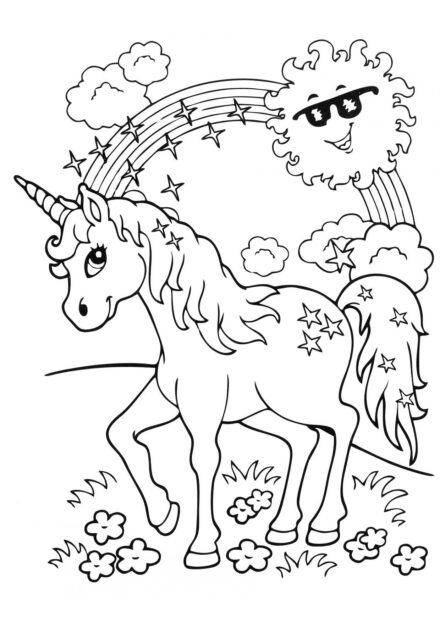 Coloriage : Licorne Sous le Soleil