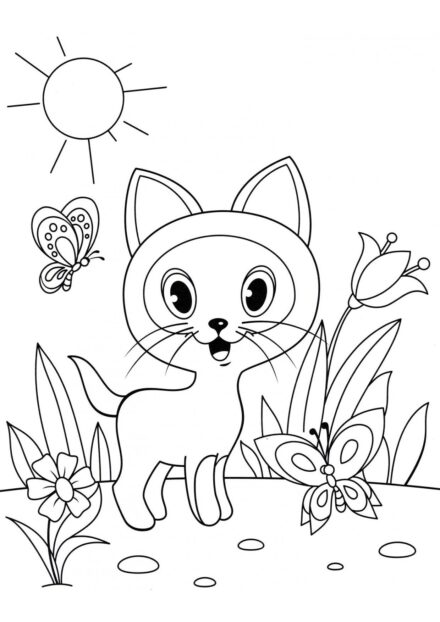 Coloriage : Chaton Gav au Soleil