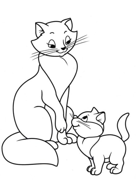 Coloriage : Chat avec Chaton