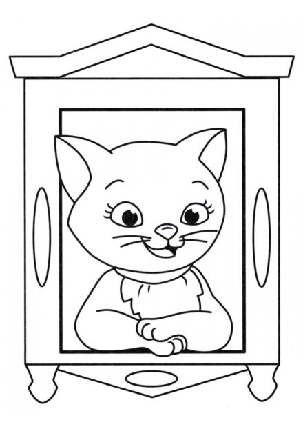 Coloriage : Chat à la Fenêtre