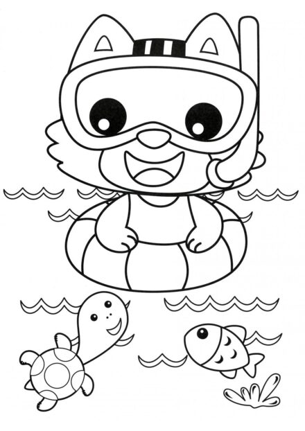 Coloriage : Chaton à la Plage