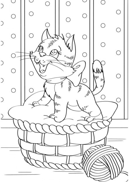 Coloriage : Chaton sur le Transat