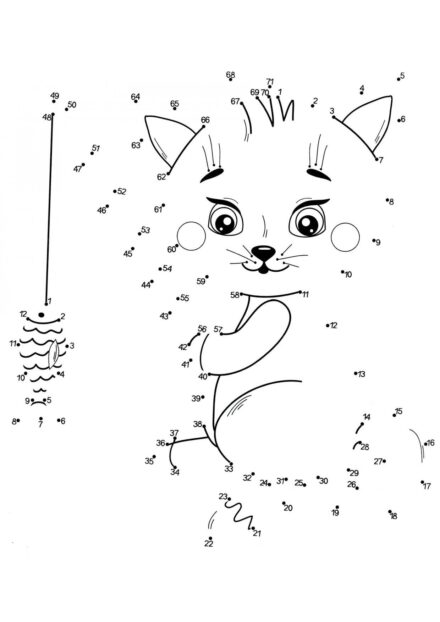 Coloriage : Chaton Attraper des Poissons