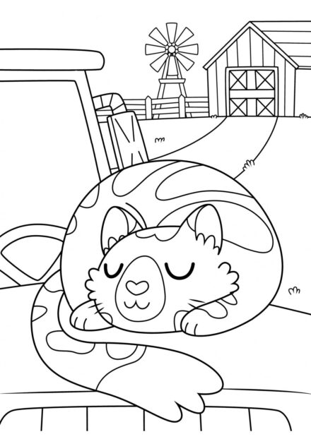 Coloriage : Chaton Dormant sur une Voiture