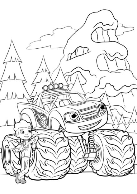 Blaze et AJ dans la Forêt Coloriage