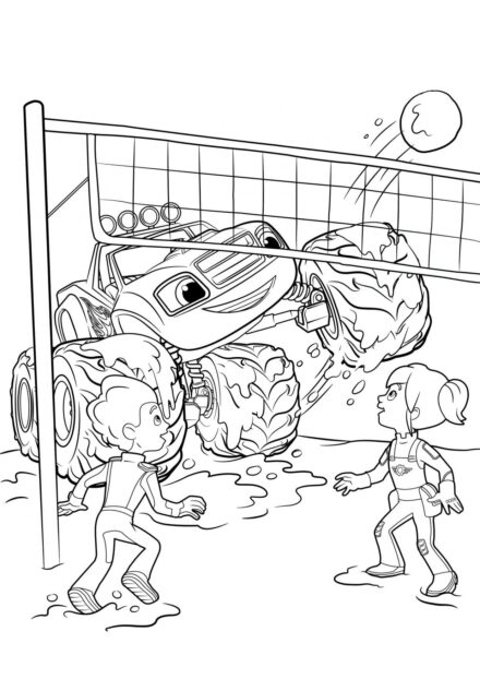 Blaze Jouant au Volley-Ball Coloriage