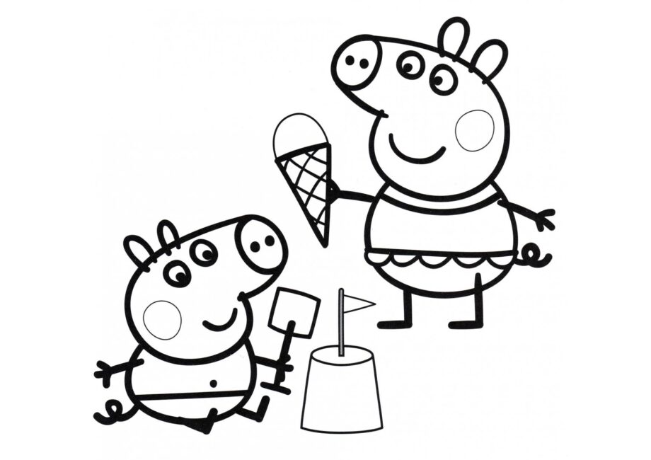 Page de Coloriage de Peppa Pig et George