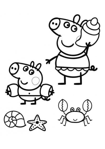 Page de Coloriage de Peppa Pig et son Frère George