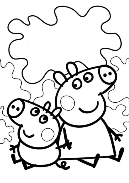 Page de Coloriage de Peppa Pig et son Frère