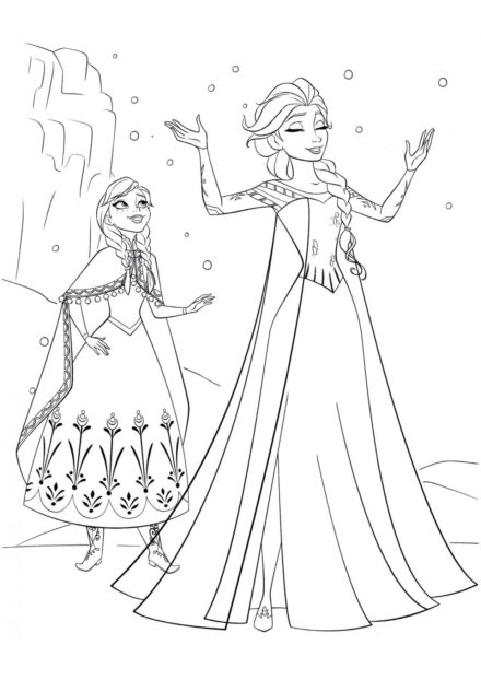 Page de Coloriage Elsa et sa Sœur Anna