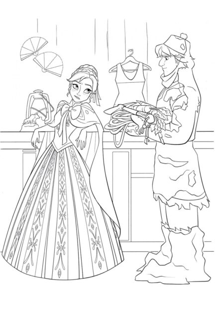 Page de Coloriage Anna Rencontre Kristoff