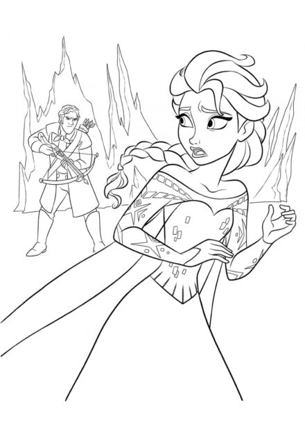 Page de Coloriage Hans Capturant Elsa