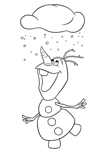 Page de Coloriage Olaf Profitant de la Neige