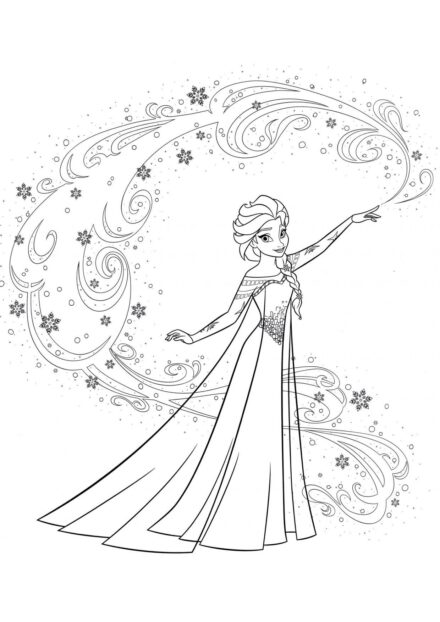 Page de Coloriage Elsa et sa Magie