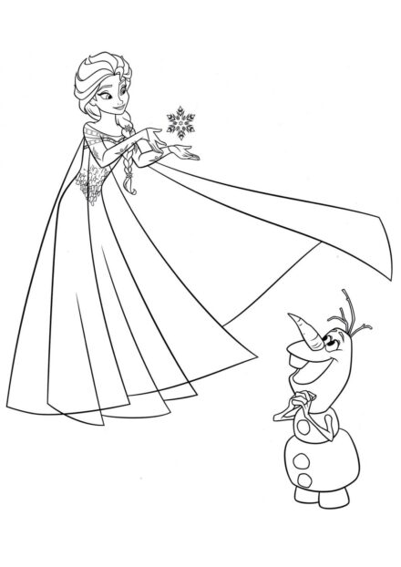 Page de Coloriage Olaf Admire Elsa