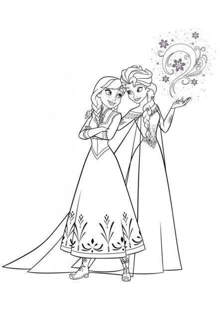 Page de Coloriage Anna et Elsa