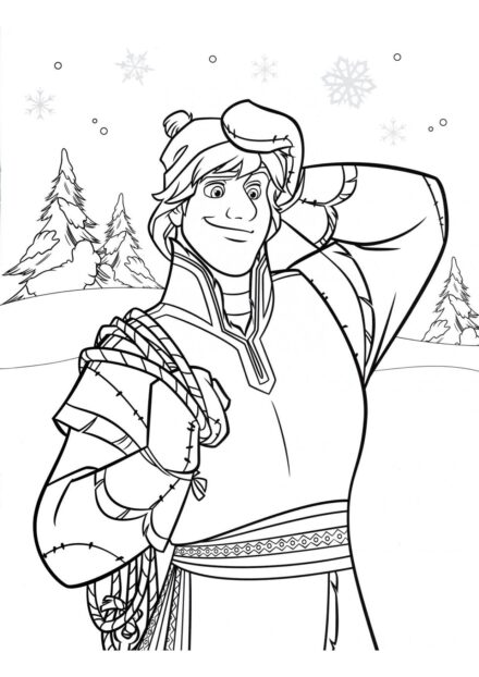 Page de Coloriage Kristoff en Réflexion