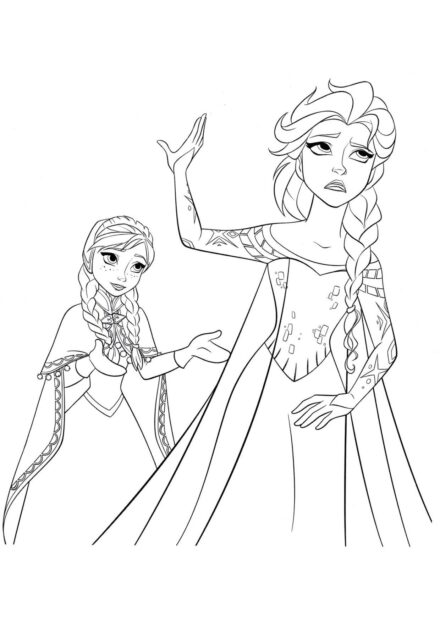 Page de Coloriage Anna Plaide avec Elsa