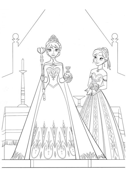 Page de Coloriage Le Couronnement d'Elsa