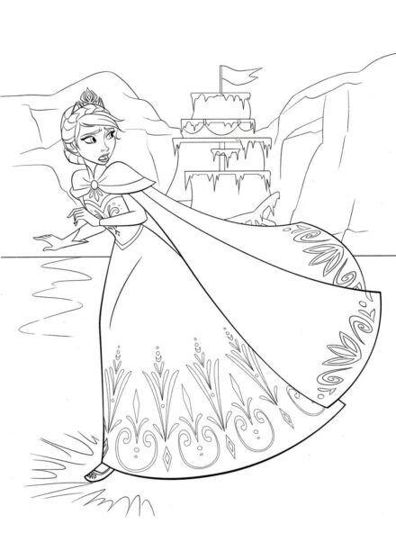 Page de Coloriage Elsa Fuit la Ville de Glace