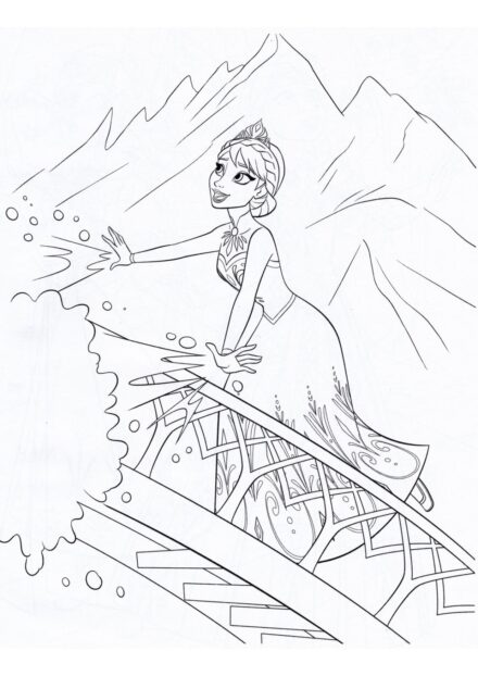 Page de Coloriage Elsa Bâtit un Palais de Glace