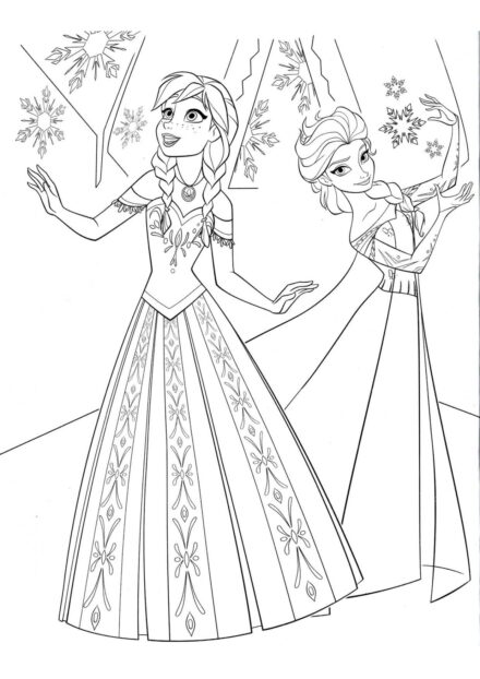 Page de Coloriage Anna Émerveillée par le Palais