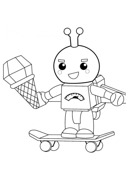 Page de Coloriage : Bibo le Robot avec Glace