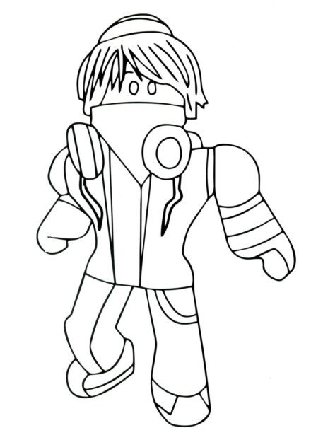 Page de Coloriage : Peau Roblox avec Casque