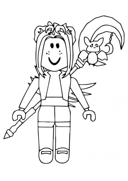 Page de Coloriage : Fille Guerrière Roblox