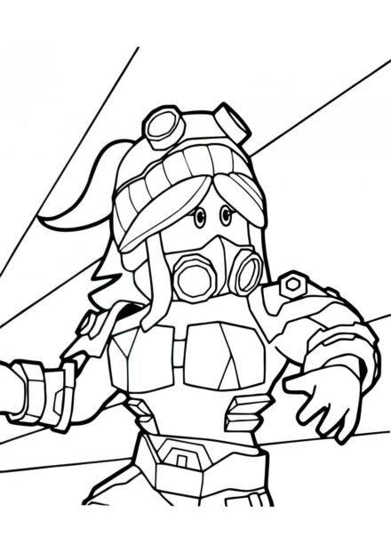 Page de Coloriage : Fille Roblox avec Respirateur