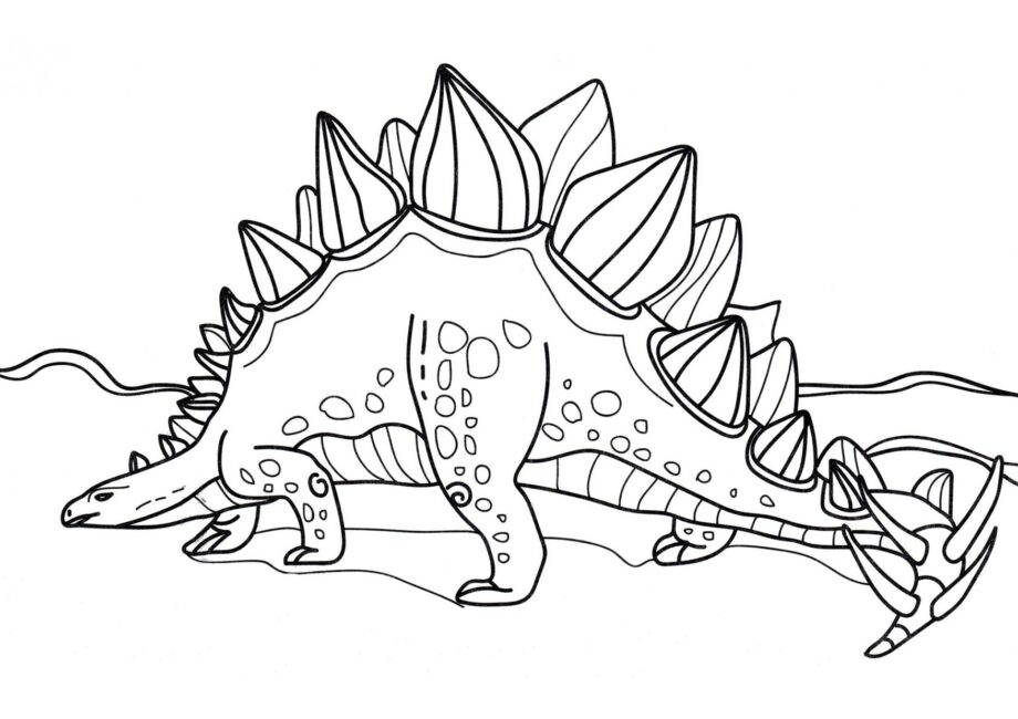 Page de Coloriage de Stegosaurus en Promenade