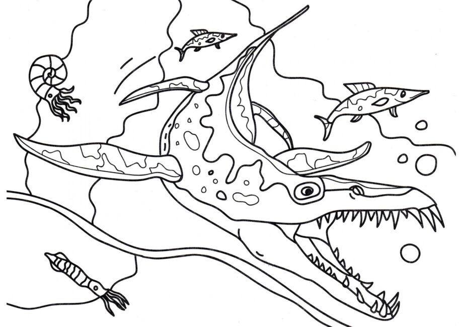 Page de Coloriage de Liopleurodon dans l'Eau