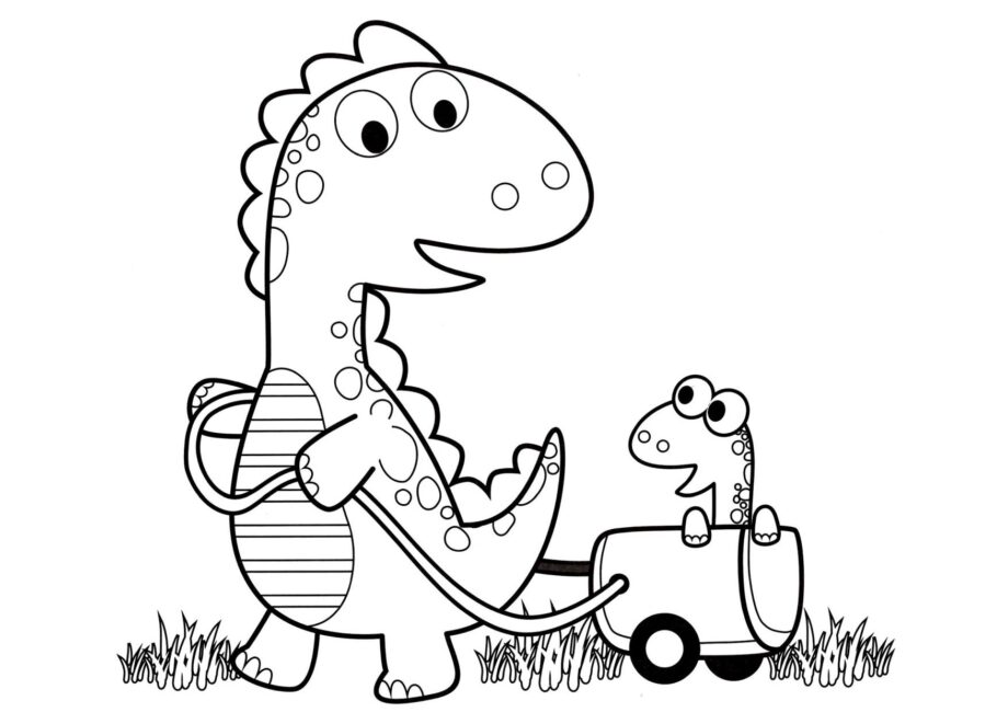 Page de Coloriage de Petit Dinosaure