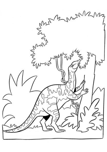 Page de Coloriage de Heterodontosaurus Mangeant des Feuilles