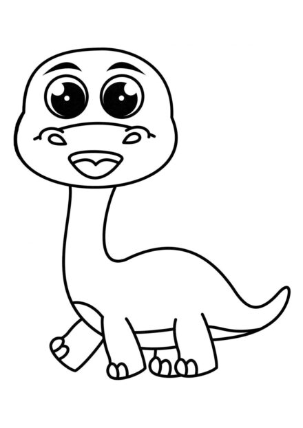 Page de Coloriage de Bébé Brachiosaurus