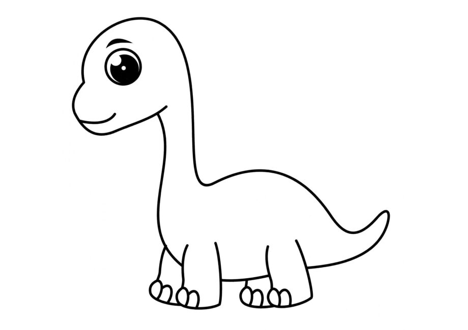 Page de Coloriage de Diplodocus Touchant