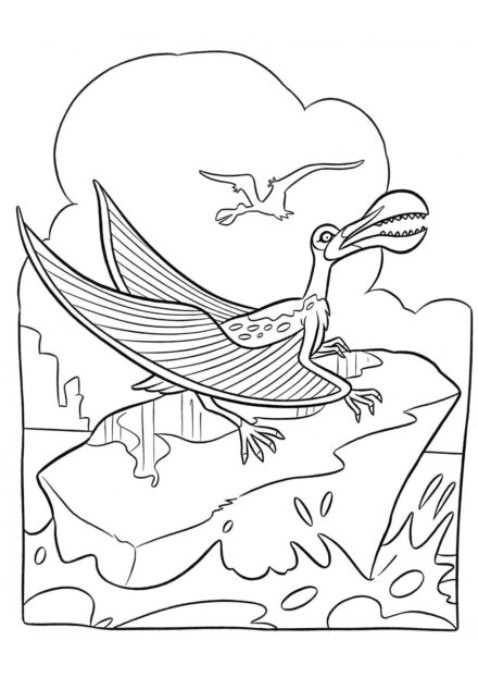 Page de Coloriage d'Ornithocheirus sur un Iceberg