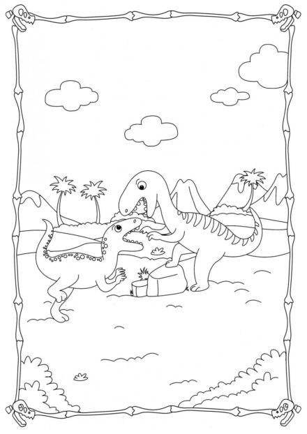 Page de Coloriage de Petits Velociraptors