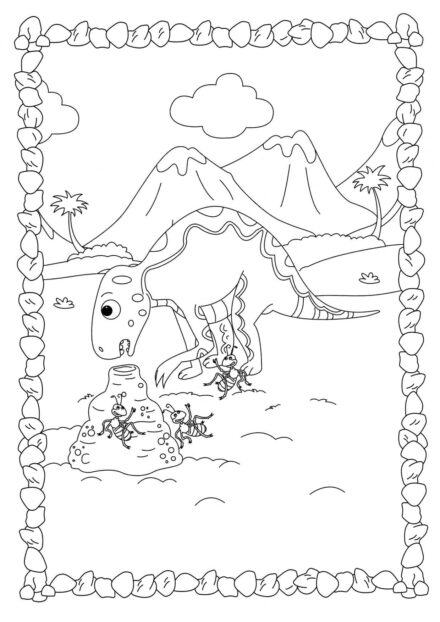 Page de Coloriage d'Iguanodon Surpris