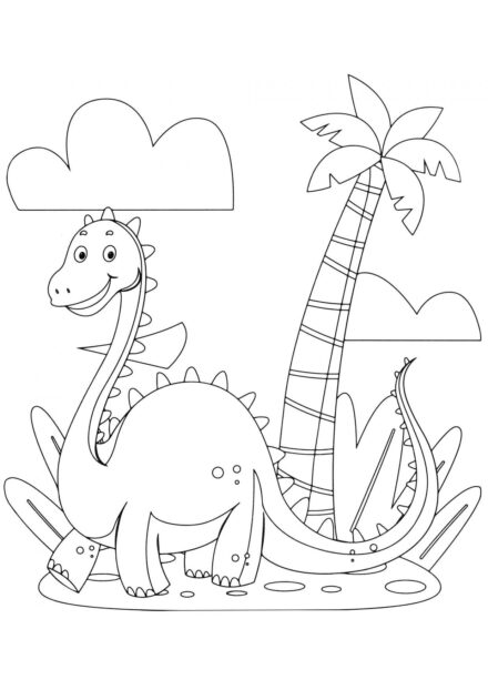 Page de Coloriage de Bébé Apatosaurus