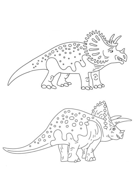 Page de Coloriage de Deux Triceratops